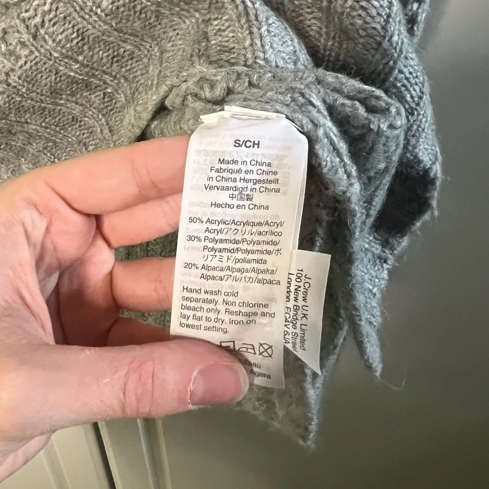 J. Crew pointelle Cableknit sweater alpaca blend